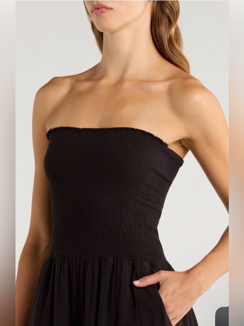 🖤 NWT! Elan Lightweight Cotton Strapless Black Jumpsuit - Picture 4 of 10